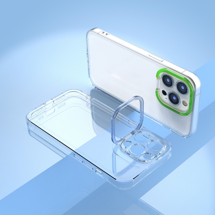 For iPhone 14 Plus Transparent Invisible Bracket Shockproof Phone Case (Blue) For iPhone 14 Plus Transparent Invisible Bracket Shockproof Phone Case (Blue)