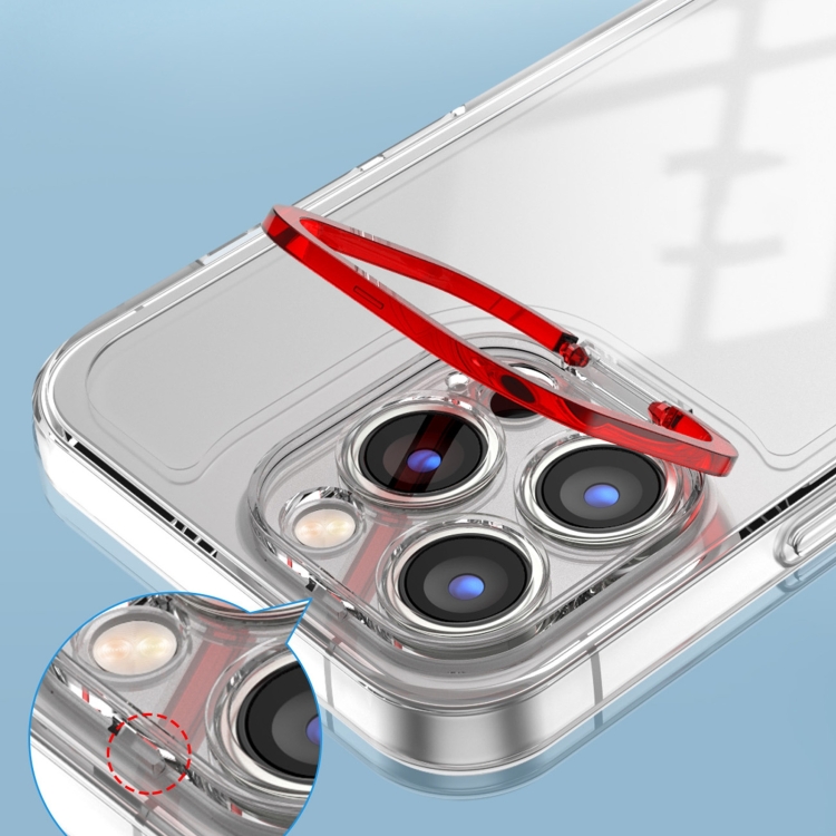 For iPhone 14 Plus Transparent Invisible Bracket Shockproof Phone Case (Blue) For iPhone 14 Plus Transparent Invisible Bracket Shockproof Phone Case (Blue)