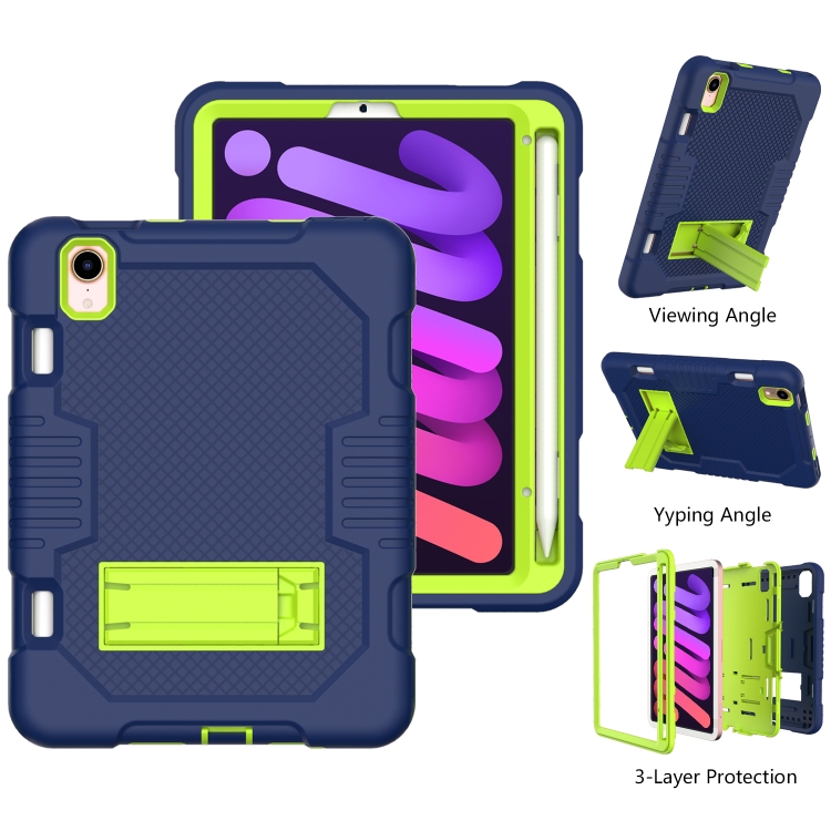 For iPad mini 2024 /mini 6 Contrast Color Robot Shockproof Silicone + PC Tablet Case(Navy Blue Yellow Green) For iPad mini 2024 /mini 6 Contrast Color Robot Shockproof Silicone + PC Tablet Case(Navy Blue Yellow Green)