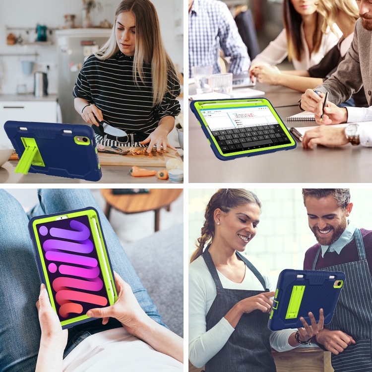 For iPad mini 2024 /mini 6 Contrast Color Robot Shockproof Silicone + PC Tablet Case(Navy Blue Yellow Green) For iPad mini 2024 /mini 6 Contrast Color Robot Shockproof Silicone + PC Tablet Case(Navy Blue Yellow Green)