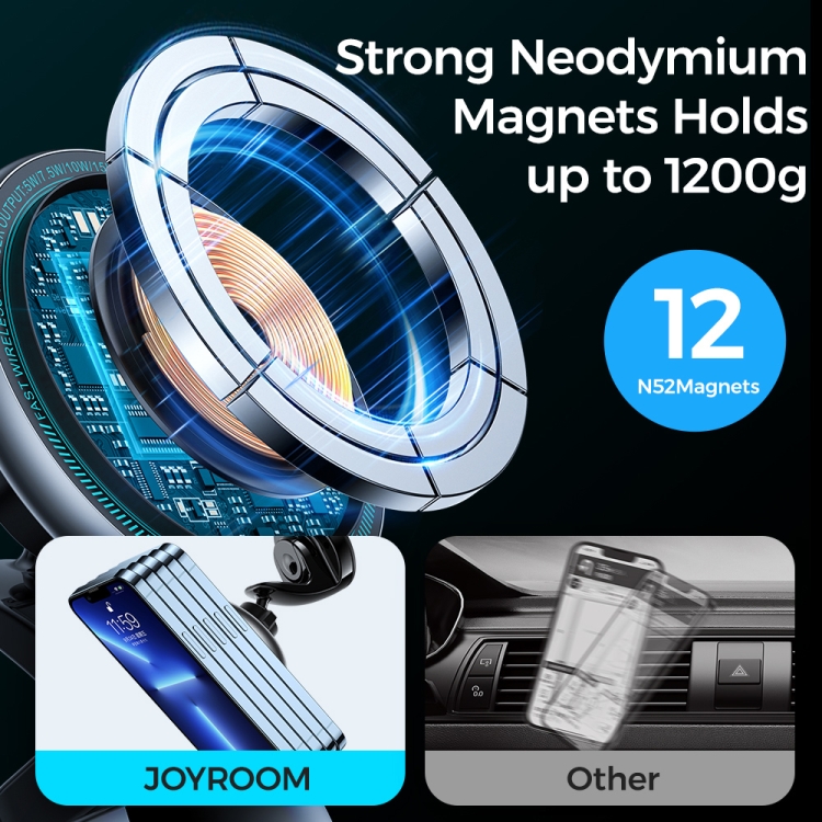 JOYROOM JR-ZS290 15W Magnetic Wireless Charger Dashboard Car Holder with LED Letter Ring(Silver) JOYROOM JR-ZS290 15W Magnetic Wireless Charger Dashboard Car Holder with LED Letter Ring(Silver)