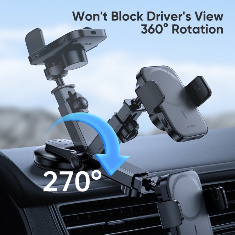 JOYROOM JR-ZS295 15W Mechanical Magnetic Wireless Charger Dashboard Car Holder(Black) JOYROOM JR-ZS295 15W Mechanical Magnetic Wireless Charger Dashboard Car Holder(Black)
