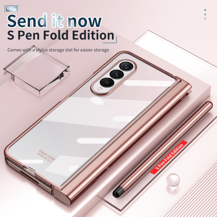For Samsung Galaxy Z Fold4 Full Body Integrated Electroplating Hinge Phone Case with Pen Slot(Rose Gold) For Samsung Galaxy Z Fold4 Full Body Integrated Electroplating Hinge Phone Case with Pen Slot(Rose Gold)