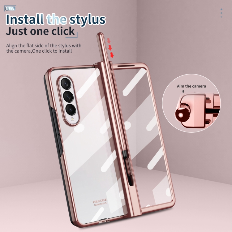For Samsung Galaxy Z Fold4 Full Body Integrated Electroplating Hinge Phone Case with Pen Slot(Rose Gold) For Samsung Galaxy Z Fold4 Full Body Integrated Electroplating Hinge Phone Case with Pen Slot(Rose Gold)