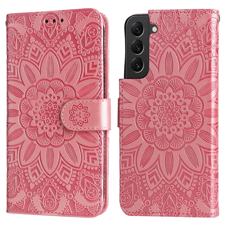 For Samsung Galaxy S22 5G Embossed Sunflower Leather Phone Case(Pink) For Samsung Galaxy S22 5G Embossed Sunflower Leather Phone Case(Pink)