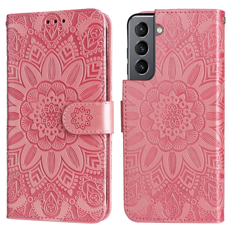 For Samsung Galaxy S21 5G Embossed Sunflower Leather Phone Case(Pink) For Samsung Galaxy S21 5G Embossed Sunflower Leather Phone Case(Pink)