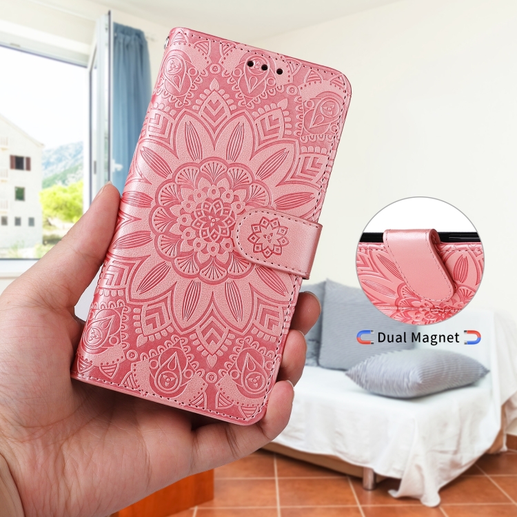 For Samsung Galaxy S21 5G Embossed Sunflower Leather Phone Case(Pink) For Samsung Galaxy S21 5G Embossed Sunflower Leather Phone Case(Pink)