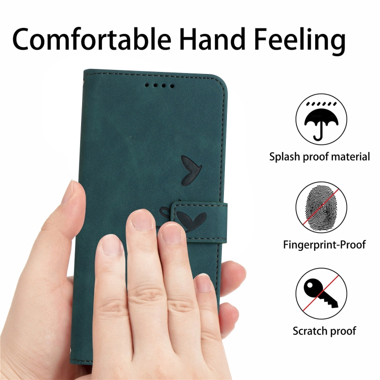 For Samsung Galaxy S22 Ultra Skin Feel Heart Pattern Leather Phone Case With Lanyard(Green) For Samsung Galaxy S22 Ultra Skin Feel Heart Pattern Leather Phone Case With Lanyard(Green)