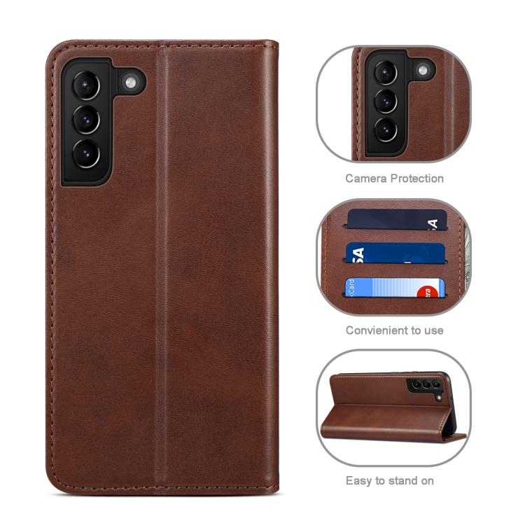 For Samsung Galaxy S22+ Calf Texture Horizontal Flip Leather Phone Case(Brown) For Samsung Galaxy S22+ Calf Texture Horizontal Flip Leather Phone Case(Brown)