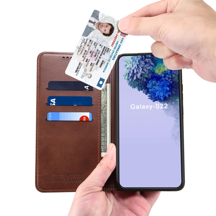 For Samsung Galaxy S22+ Calf Texture Horizontal Flip Leather Phone Case(Brown) For Samsung Galaxy S22+ Calf Texture Horizontal Flip Leather Phone Case(Brown)