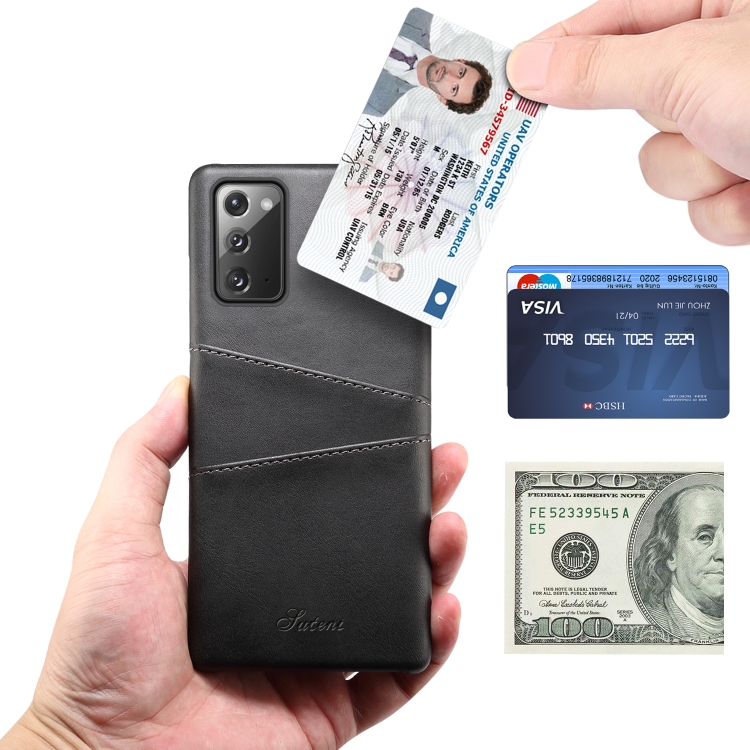 For Samsung Galaxy Note20 Calf Texture Back Protective Phone Case with Card Slots(Black) For Samsung Galaxy Note20 Calf Texture Back Protective Phone Case with Card Slots(Black)