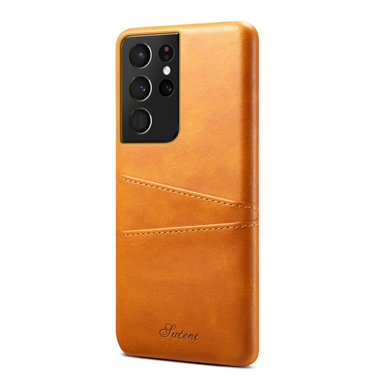 For Samsung Galaxy S21 Ultra Calf Texture Back Protective Phone Case with Card Slots(Khaki) For Samsung Galaxy S21 Ultra Calf Texture Back Protective Phone Case with Card Slots(Khaki)