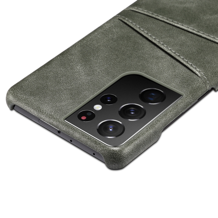 For Samsung Galaxy S21 Ultra Calf Texture Back Protective Phone Case with Card Slots(Khaki) For Samsung Galaxy S21 Ultra Calf Texture Back Protective Phone Case with Card Slots(Khaki)