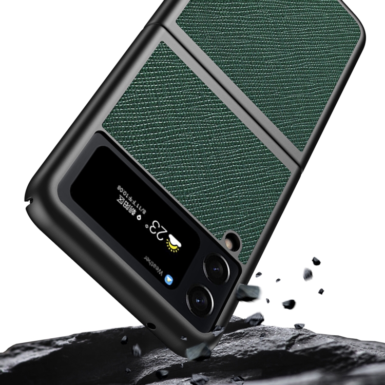 For Samsung Galaxy Z Flip4 Cross Texture All Inclusive Shockproof Protective Phone Case(Green) For Samsung Galaxy Z Flip4 Cross Texture All Inclusive Shockproof Protective Phone Case(Green)