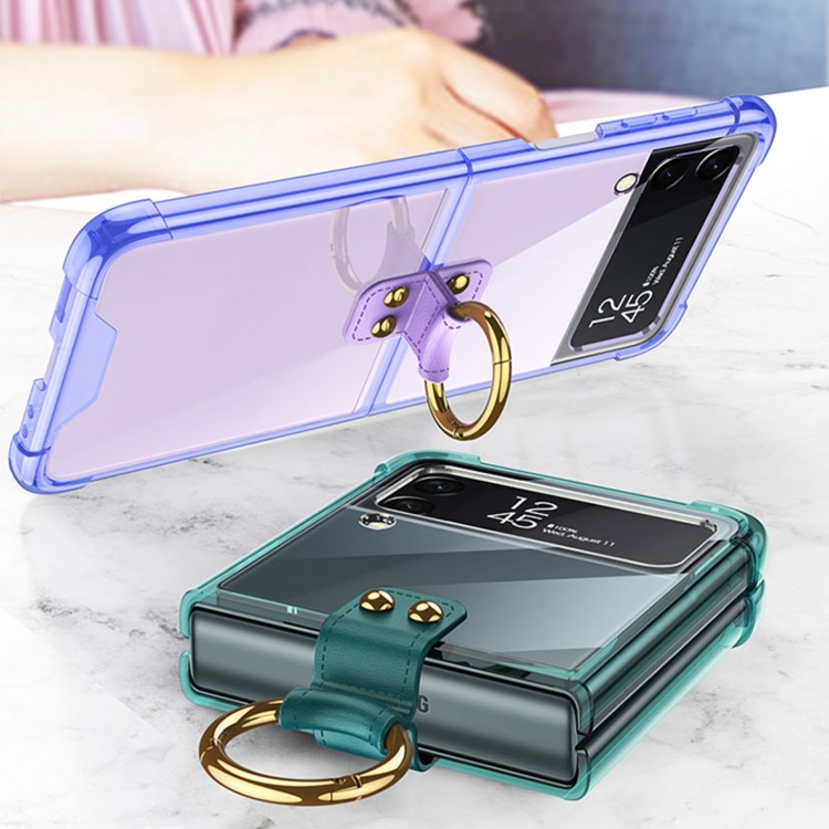 For Samsung Galaxy Z Flip4 GKK Airbag Protective Phone Case with Ring(Transparent) For Samsung Galaxy Z Flip4 GKK Airbag Protective Phone Case with Ring(Transparent)