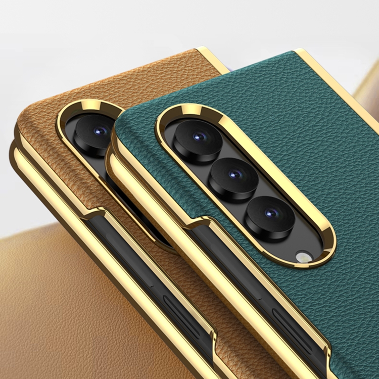 For Samsung Galaxy Z Fold4 GKK Electroplating Leather Surface Phone Case(Gold Brown) For Samsung Galaxy Z Fold4 GKK Electroplating Leather Surface Phone Case(Gold Brown)