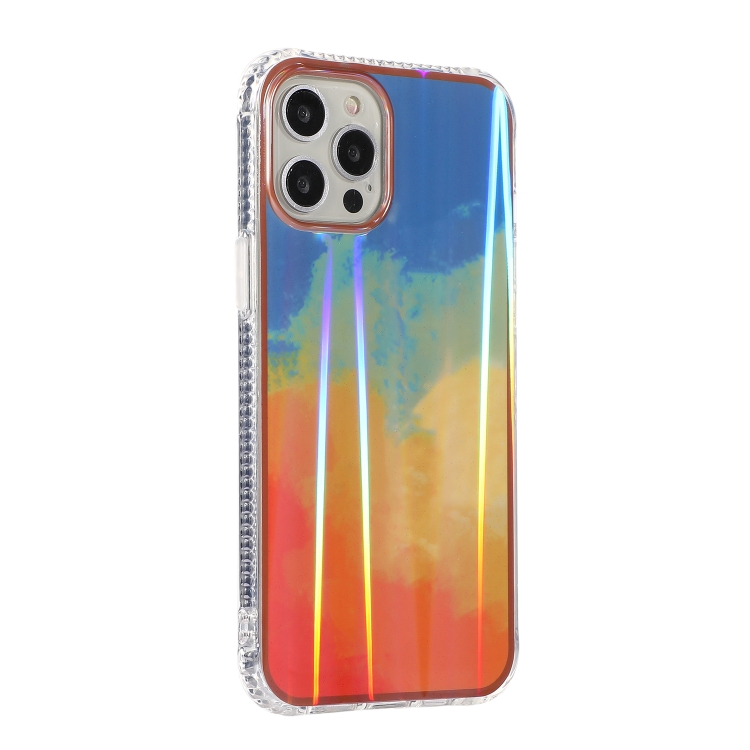 For iPhone 14 Plus Aurora Cloud Electroplating Gold Edge Double-sided IMD Pattern TPU Case (Rainbow) For iPhone 14 Plus Aurora Cloud Electroplating Gold Edge Double-sided IMD Pattern TPU Case (Rainbow)