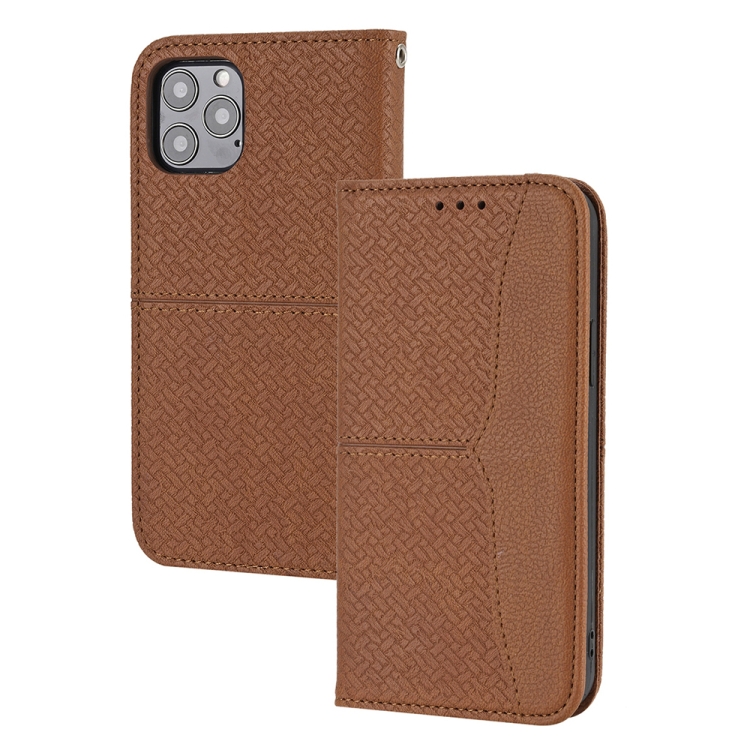 For iPhone 14 Woven Texture Leather Case (Brown) For iPhone 14 Woven Texture Leather Case (Brown)