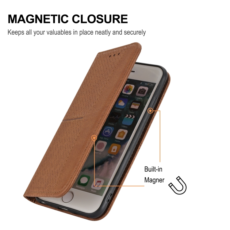 For iPhone 14 Woven Texture Leather Case (Brown) For iPhone 14 Woven Texture Leather Case (Brown)