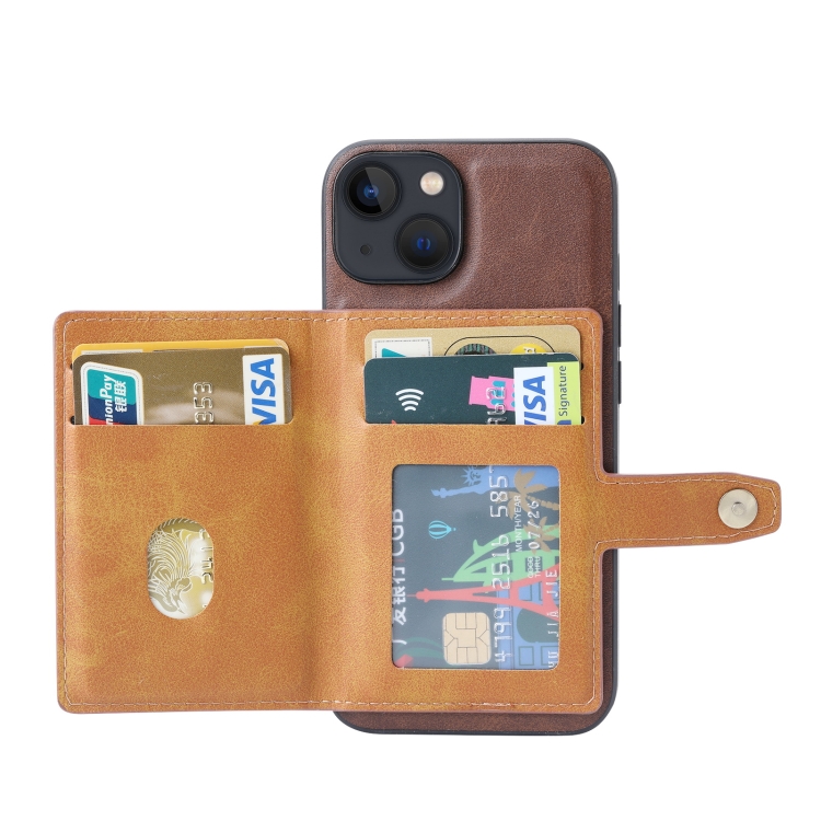 For iPhone 14 Plus Calfskin Card Slot TPU + PU Phone Case (Red)
