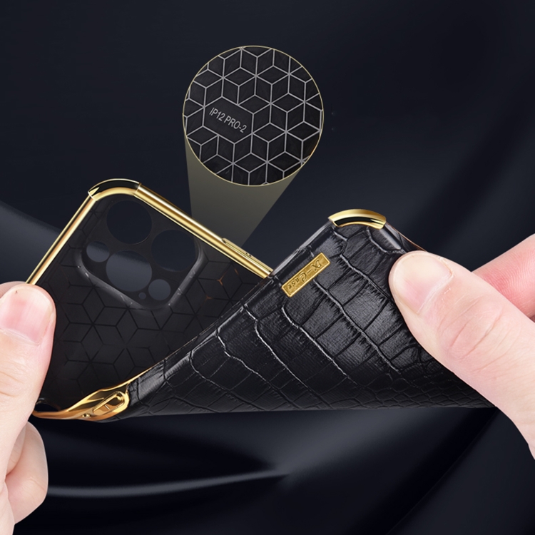 For iPhone 14 6D Electroplating Crocodile Texture Phone Case With Holder (Black) For iPhone 14 6D Electroplating Crocodile Texture Phone Case With Holder (Black)