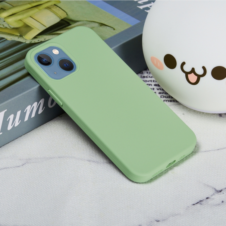 For iPhone 14 Solid Color Silicone Phone Case (Mint Green) - 5