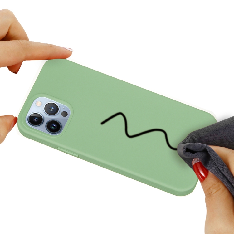 For iPhone 14 Pro Max Solid Color Silicone Phone Case (Mint Green) For iPhone 14 Pro Max Solid Color Silicone Phone Case (Mint Green)