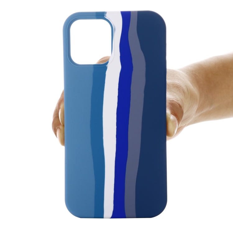 For iPhone 14 Rainbow Liquid Silicone Phone Case (Blue) For iPhone 14 Rainbow Liquid Silicone Phone Case (Blue)