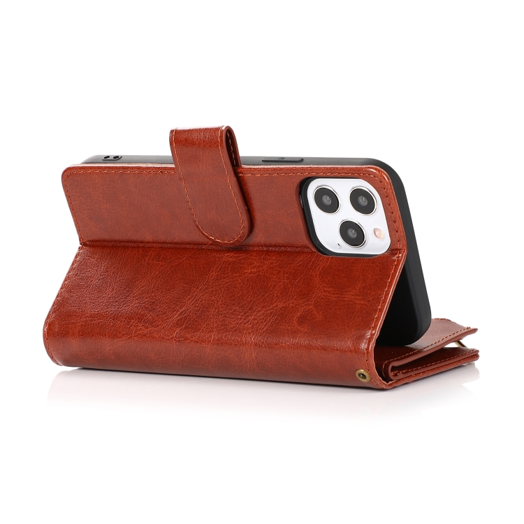 For iPhone 14 Multifunctional 9 Card Slots Leather Case (Brown) For iPhone 14 Multifunctional 9 Card Slots Leather Case (Brown)