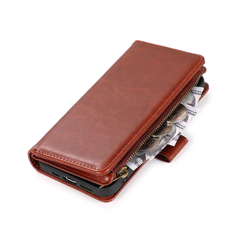 For iPhone 14 Multifunctional 9 Card Slots Leather Case (Brown) For iPhone 14 Multifunctional 9 Card Slots Leather Case (Brown)