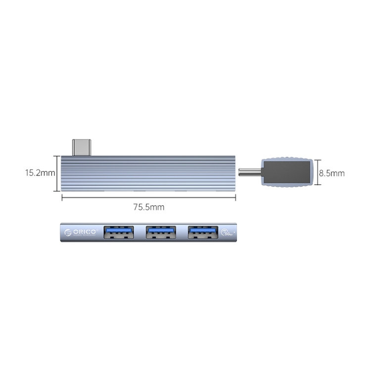 ORICO AH-W13 USB 3.1x1 + USB 2.0x2 a USB-C/Tipo-C Transmisión + Estación de acoplamiento de carga (Gris) - 2