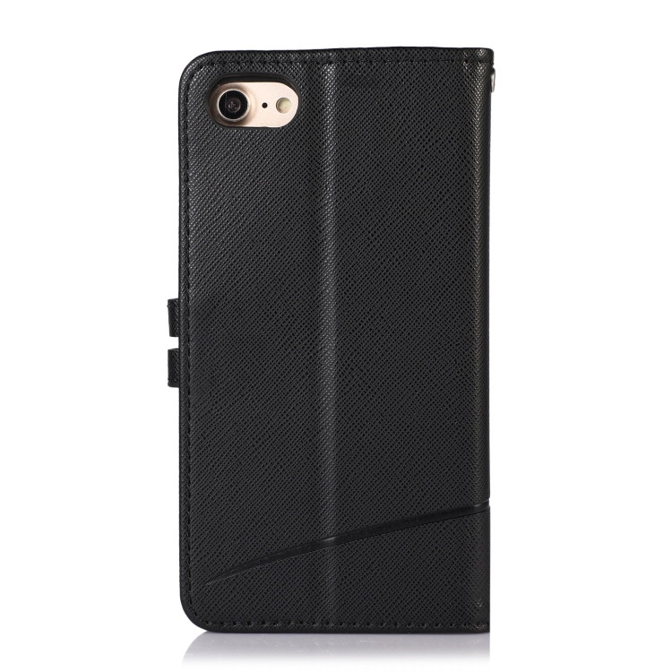 For iPhone SE 2022 / SE 2020 / 8 / 7 Cross Texture Horizontal Flip Leather Phone Case(Black) For iPhone SE 2022 / SE 2020 / 8 / 7 Cross Texture Horizontal Flip Leather Phone Case(Black)
