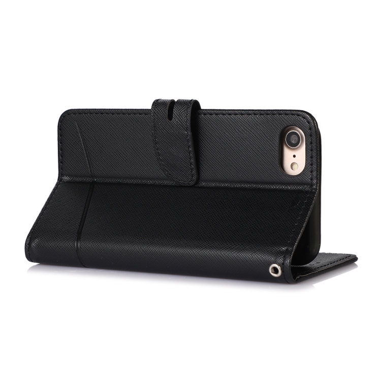 For iPhone SE 2022 / SE 2020 / 8 / 7 Cross Texture Horizontal Flip Leather Phone Case(Black) For iPhone SE 2022 / SE 2020 / 8 / 7 Cross Texture Horizontal Flip Leather Phone Case(Black)