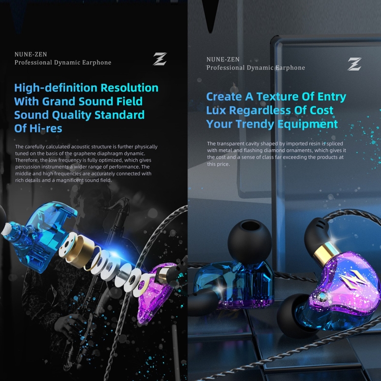 Original QKZ NUNE-ZEN Subwoofer Wired Headphones 360° Omnidirectional  Surround Hi-res Sound Quality 3.5