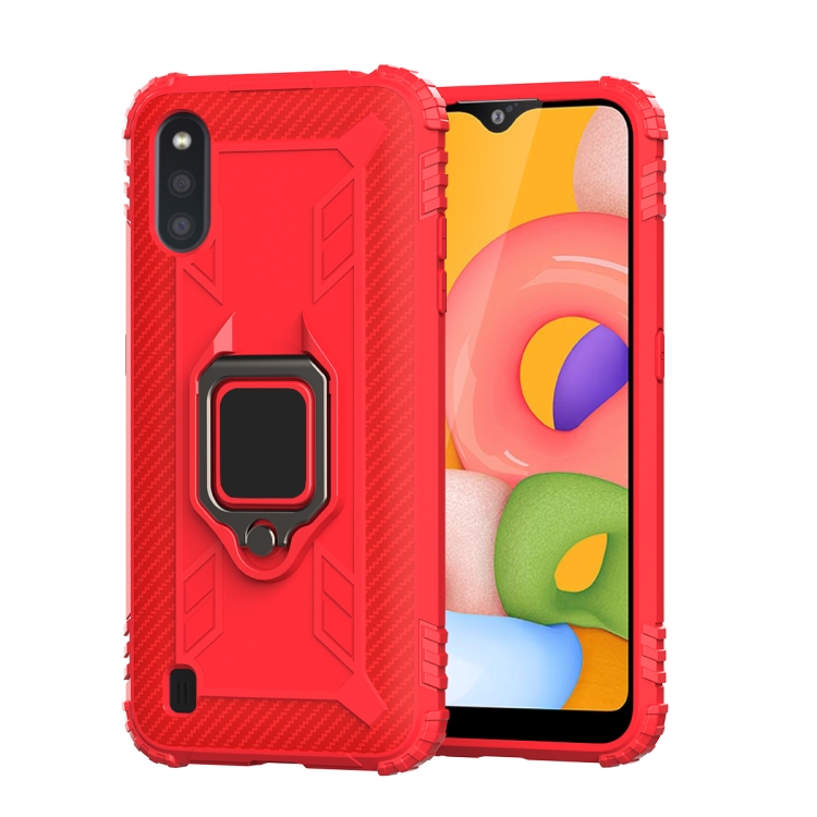 For Galaxy A01(European Version) Carbon Fiber Protective Case with 360 Degree Rotating Ring Holder(Red) For Galaxy A01(European Version) Carbon Fiber Protective Case with 360 Degree Rotating Ring Holder(Red)