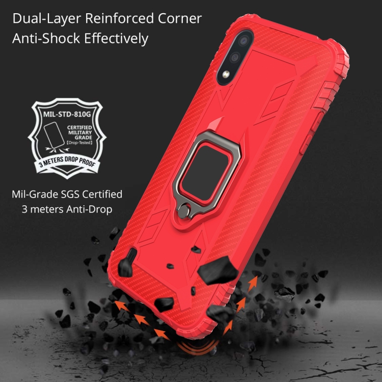 For Galaxy A01(European Version) Carbon Fiber Protective Case with 360 Degree Rotating Ring Holder(Red) For Galaxy A01(European Version) Carbon Fiber Protective Case with 360 Degree Rotating Ring Holder(Red)