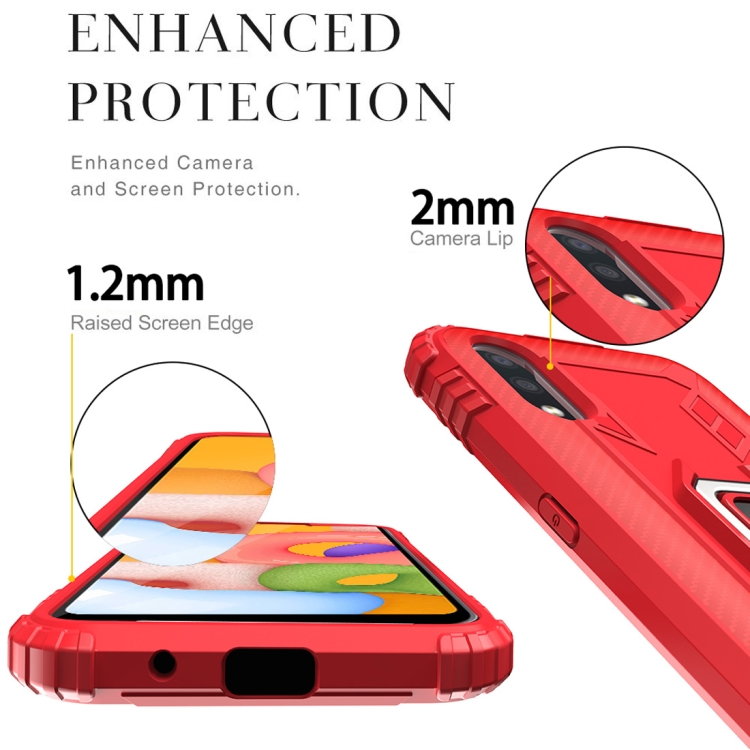 For Galaxy A01(European Version) Carbon Fiber Protective Case with 360 Degree Rotating Ring Holder(Red) For Galaxy A01(European Version) Carbon Fiber Protective Case with 360 Degree Rotating Ring Holder(Red)