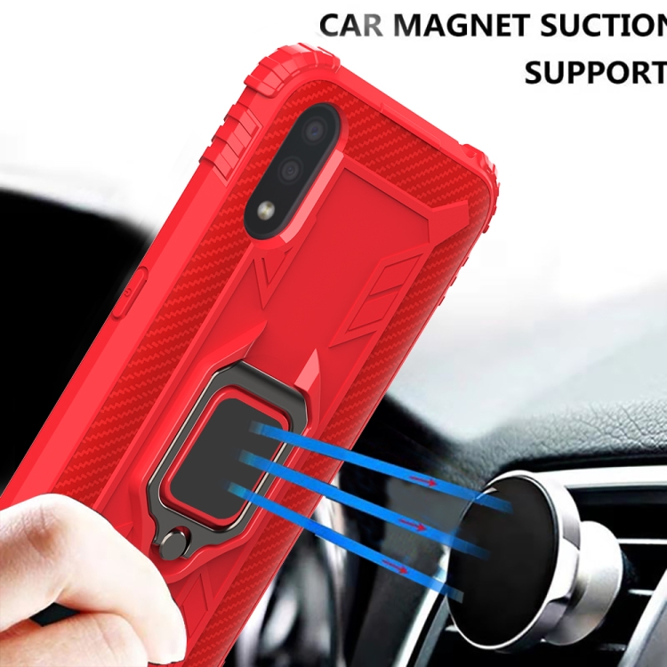 For Galaxy A01(European Version) Carbon Fiber Protective Case with 360 Degree Rotating Ring Holder(Red) For Galaxy A01(European Version) Carbon Fiber Protective Case with 360 Degree Rotating Ring Holder(Red)
