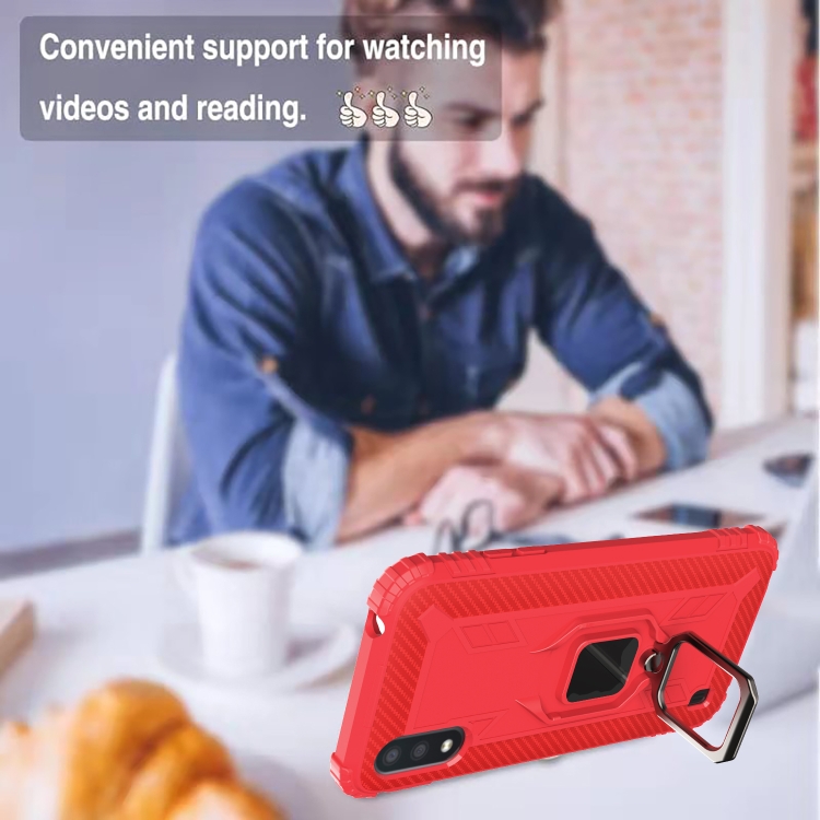 For Galaxy A01(European Version) Carbon Fiber Protective Case with 360 Degree Rotating Ring Holder(Red) For Galaxy A01(European Version) Carbon Fiber Protective Case with 360 Degree Rotating Ring Holder(Red)