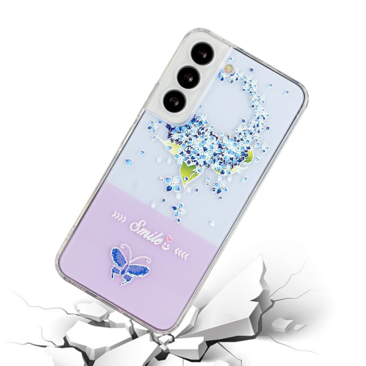 For Samsung Galaxy S22 5G Bronzing Butterfly Flower Phone Case(Peach Blossoms) For Samsung Galaxy S22 5G Bronzing Butterfly Flower Phone Case(Peach Blossoms)