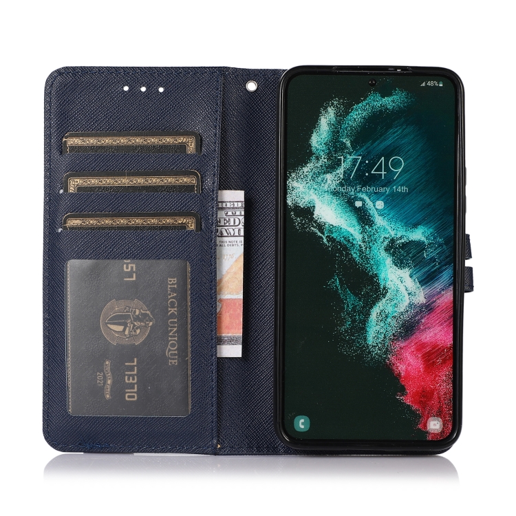 For Samsung Galaxy S22 5G Cross Texture Horizontal Flip Leather Phone Case(Dark Blue) For Samsung Galaxy S22 5G Cross Texture Horizontal Flip Leather Phone Case(Dark Blue)