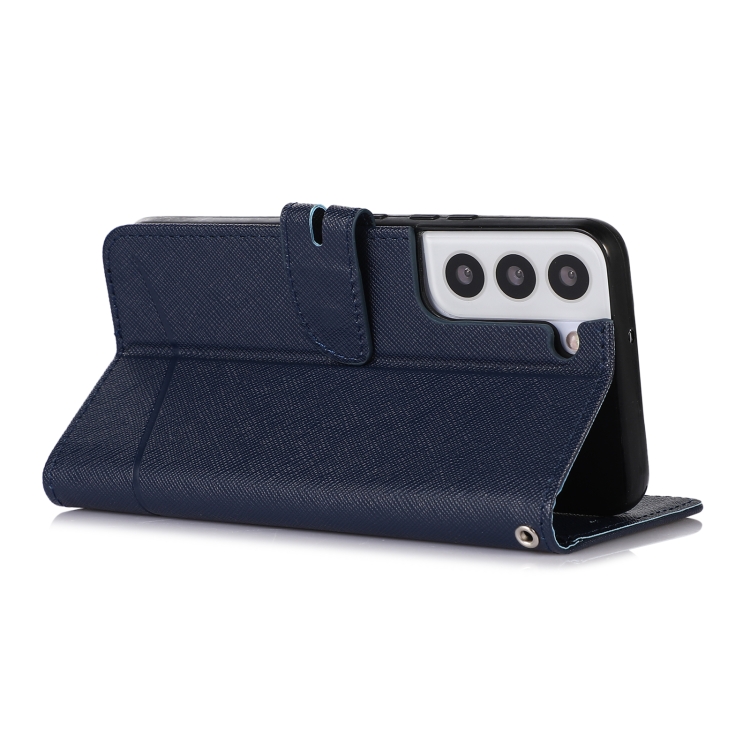 For Samsung Galaxy S22 5G Cross Texture Horizontal Flip Leather Phone Case(Dark Blue) For Samsung Galaxy S22 5G Cross Texture Horizontal Flip Leather Phone Case(Dark Blue)
