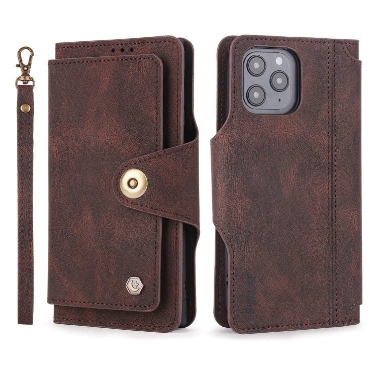 For iPhone 14 Plus POLA 9 Card-slot Oil Side Leather Phone Case (Brown) For iPhone 14 Plus POLA 9 Card-slot Oil Side Leather Phone Case (Brown)