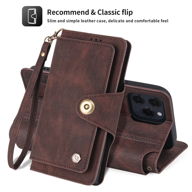 For iPhone 14 Plus POLA 9 Card-slot Oil Side Leather Phone Case (Brown) For iPhone 14 Plus POLA 9 Card-slot Oil Side Leather Phone Case (Brown)