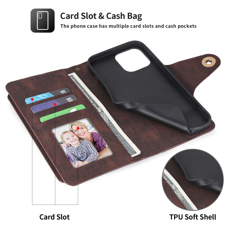 For iPhone 14 Plus POLA 9 Card-slot Oil Side Leather Phone Case (Brown) For iPhone 14 Plus POLA 9 Card-slot Oil Side Leather Phone Case (Brown)