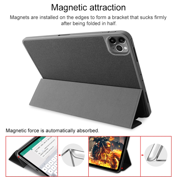 For iPad Pro 12.9 inch (2020) Mutural YASHI Series TPU + PU Cloth Pattern Texture Horizontal Flip Leather Tablet Case with Three-folding Holder & Pen Slot & Wake-up / Sleep Function(Black) For iPad Pro 12.9 inch (2020) Mutural YASHI Series TPU + PU Cloth Pattern Texture Horizontal Flip Leather Tablet Case with Three-folding Holder & Pen Slot & Wake-up / Sleep Function(Black)