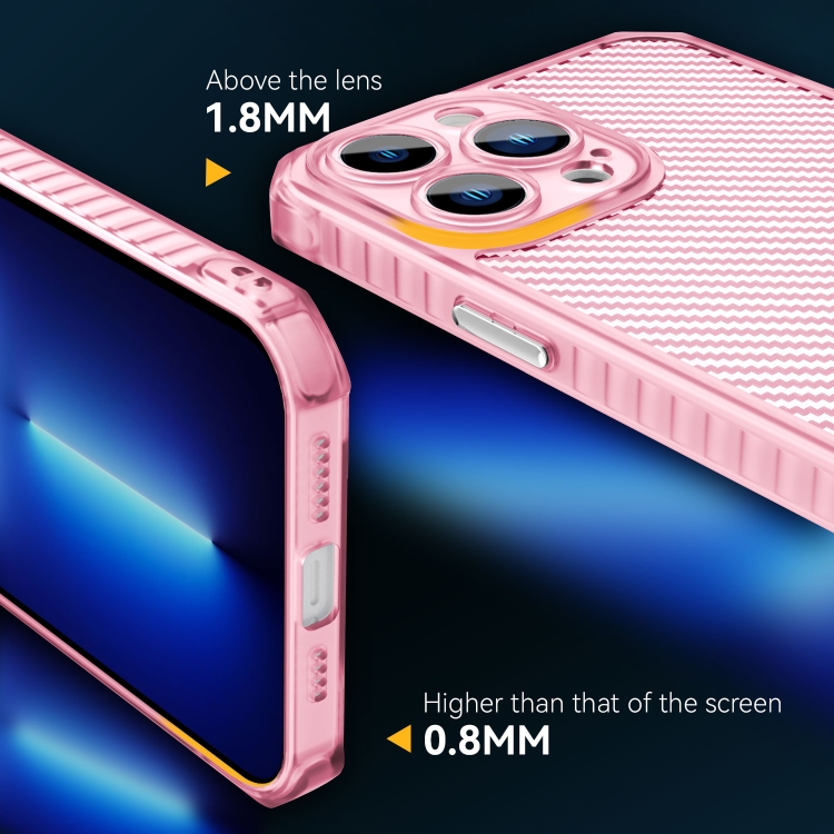 For iPhone 11 Carbon Fiber Texture Shockproof Phone Case (Transparent Pink) For iPhone 11 Carbon Fiber Texture Shockproof Phone Case (Transparent Pink)