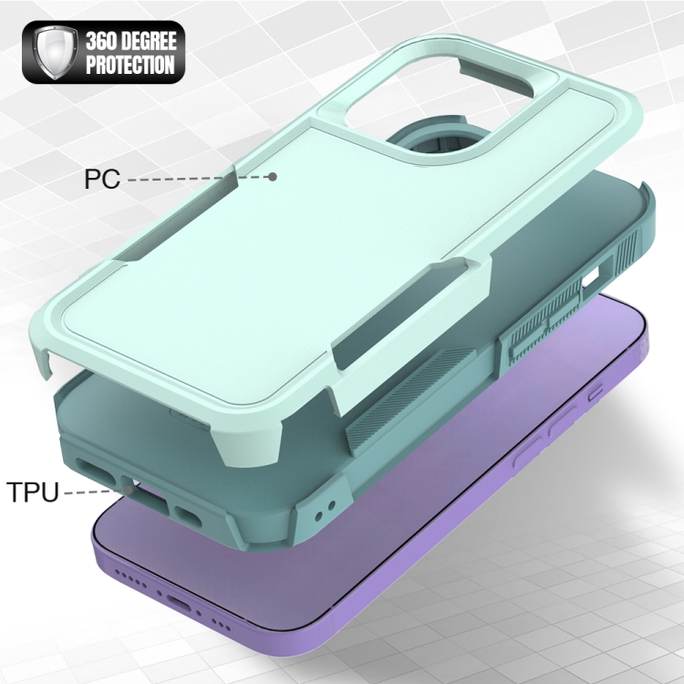 For iPhone 14 Pro Soft TPU Hard PC Phone Case(Light Green) For iPhone 14 Pro Soft TPU Hard PC Phone Case(Light Green)
