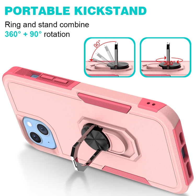 For iPhone 14 PC + TPU Phone Case with Ring Holder (Pink) For iPhone 14 PC + TPU Phone Case with Ring Holder (Pink)