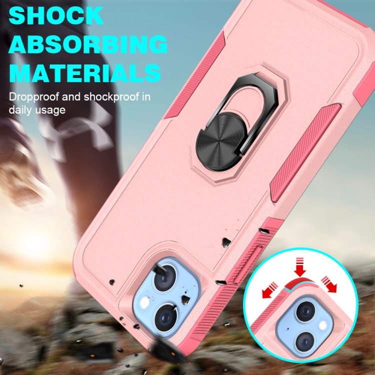 For iPhone 14 PC + TPU Phone Case with Ring Holder (Pink) For iPhone 14 PC + TPU Phone Case with Ring Holder (Pink)